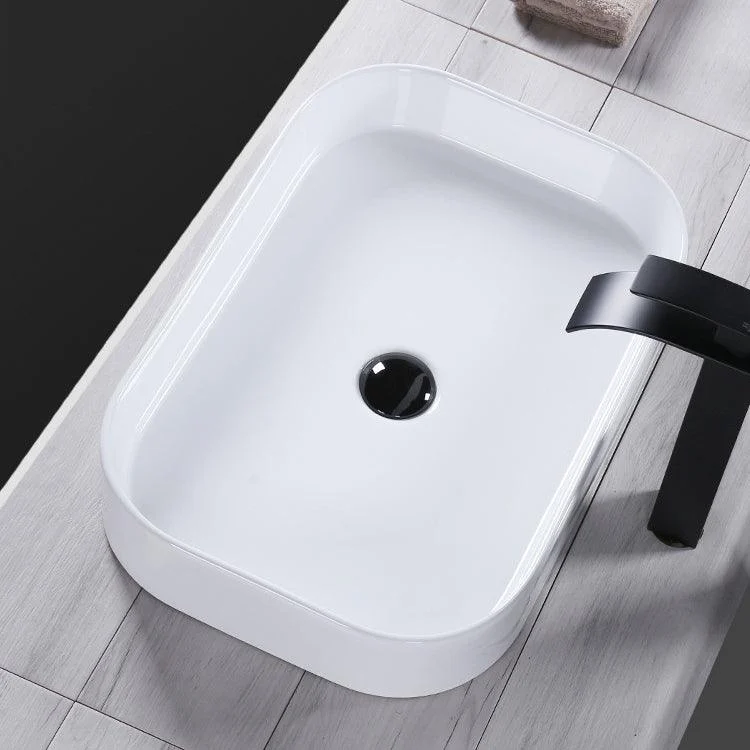 Modern Bathroom Sink Porcelain Rectangular Pop-Up Drain and Drain Assembly Basin Sink -Bathlova