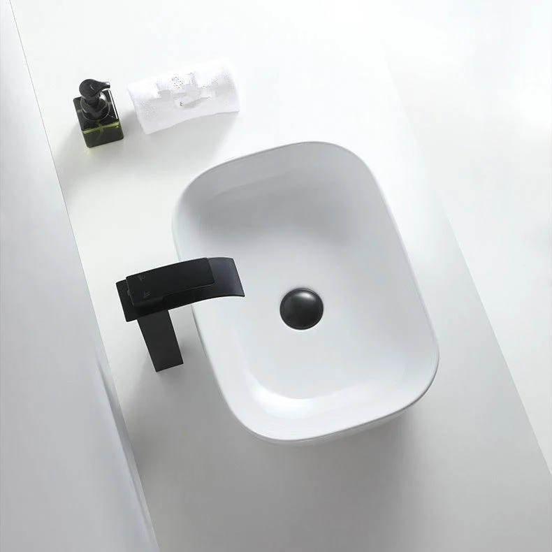 Modern Bathroom Sink Porcelain Rectangular Pop-Up Drain and Drain Assembly Basin Sink -Bathlova