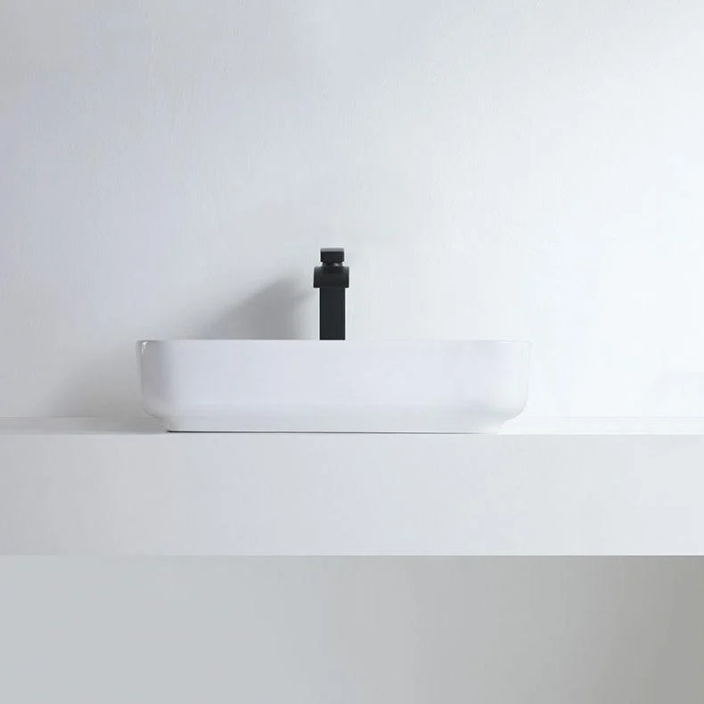 Modern Bathroom Sink Porcelain Rectangular Pop-Up Drain and Drain Assembly Basin Sink -Bathlova