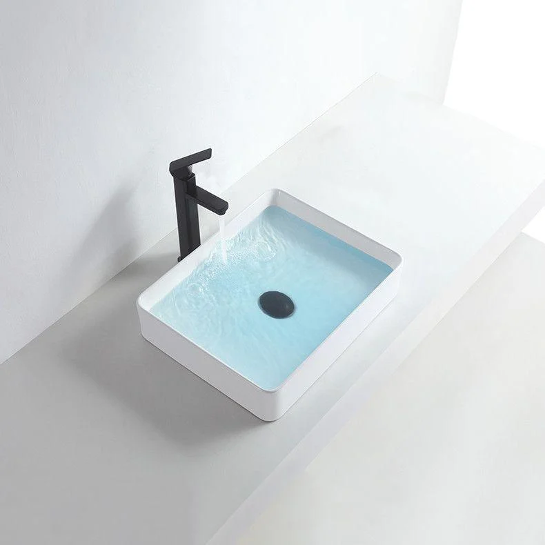 Modern Bathroom Sink Porcelain Rectangular Pop-Up Drain and Drain Assembly Basin Sink -Bathlova