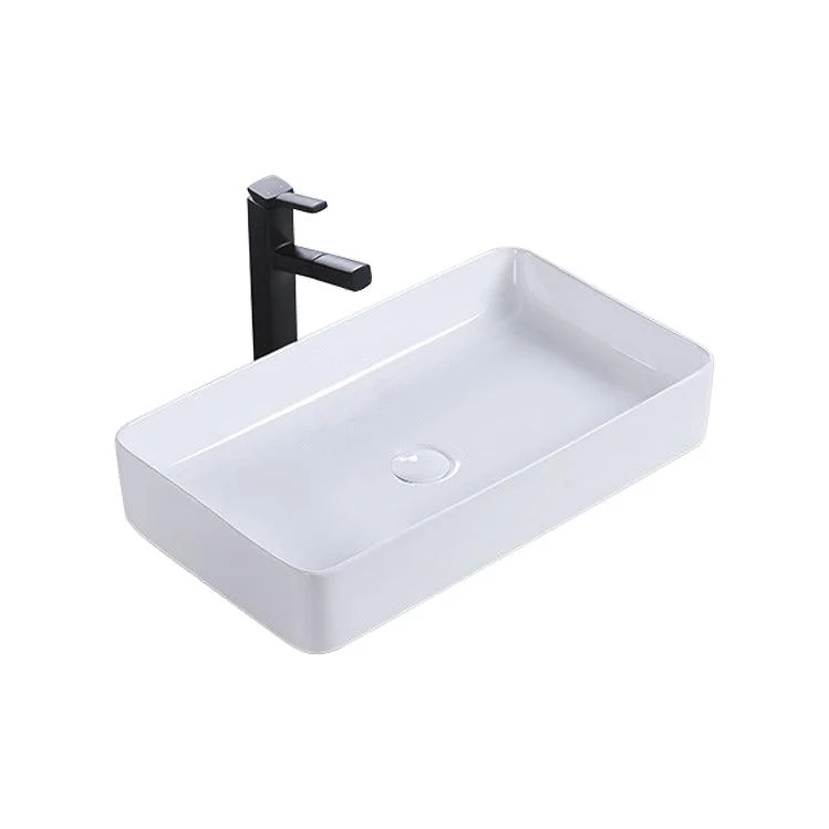 Modern Bathroom Sink Porcelain Rectangular Pop-Up Drain and Drain Assembly Basin Sink -Bathlova