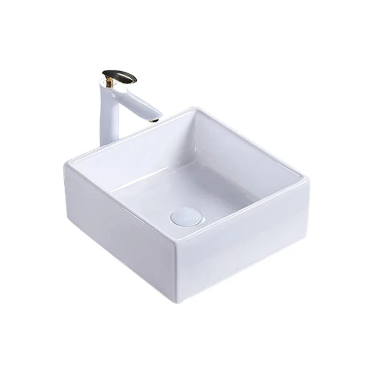 Modern Bathroom Sink Porcelain Rectangular Pop-Up Drain and Drain Assembly Basin Sink -Bathlova