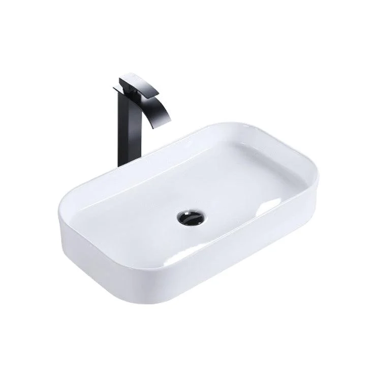 Modern Bathroom Sink Porcelain Rectangular Pop-Up Drain and Drain Assembly Basin Sink -Bathlova