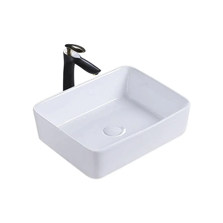 Modern Bathroom Sink Porcelain Rectangular Pop-Up Drain and Drain Assembly Basin Sink -Bathlova