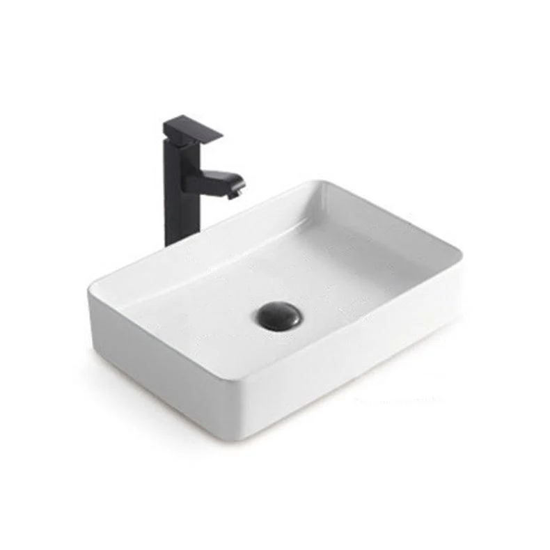 Modern Bathroom Sink Porcelain Rectangular Pop-Up Drain and Drain Assembly Basin Sink -Bathlova