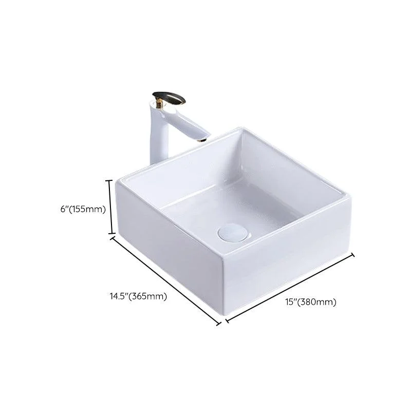 Modern Bathroom Sink Porcelain Rectangular Pop-Up Drain and Drain Assembly Basin Sink -Bathlova