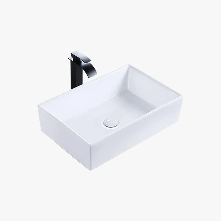 Modern Bathroom Sink Porcelain Rectangular Pop-Up Drain and Drain Assembly Basin Sink -Bathlova