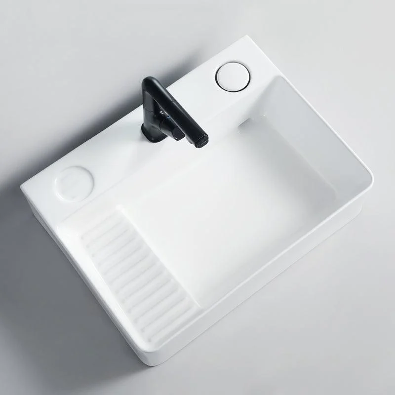 Modern Bathroom Sink Porcelain Rectangular Vessel Lavatory Sink with Pop-Up Drain -Bathlova