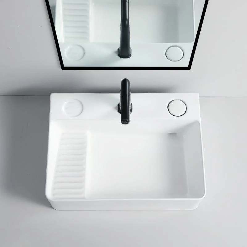 Modern Bathroom Sink Porcelain Rectangular Vessel Lavatory Sink with Pop-Up Drain -Bathlova