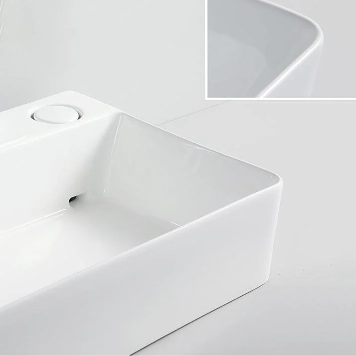 Modern Bathroom Sink Porcelain Rectangular Vessel Lavatory Sink with Pop-Up Drain -Bathlova