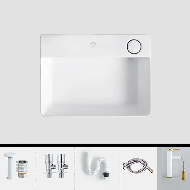 Modern Bathroom Sink Porcelain Rectangular Vessel Lavatory Sink with Pop-Up Drain -Bathlova