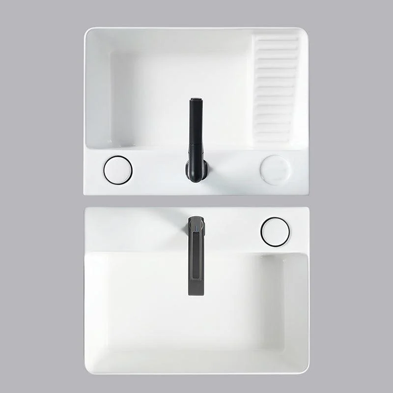 Modern Bathroom Sink Porcelain Rectangular Vessel Lavatory Sink with Pop-Up Drain -Bathlova