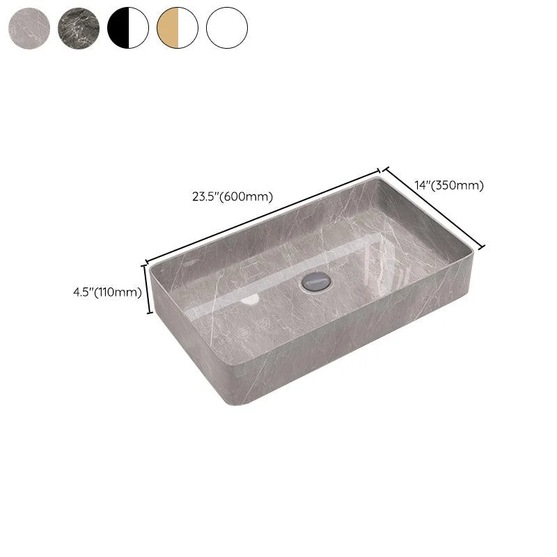 Modern Bathroom Sink Porcelain Rectangular Vessel Sink with Pop-Up Drain -Bathlova