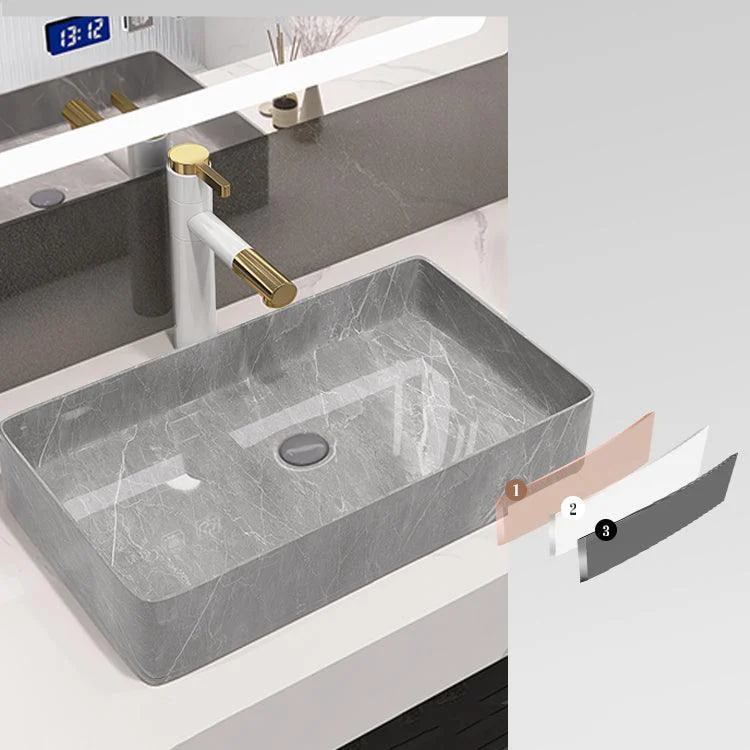 Modern Bathroom Sink Porcelain Rectangular Vessel Sink with Pop-Up Drain -Bathlova