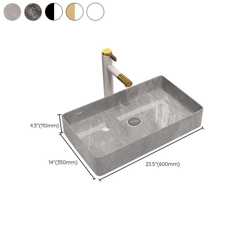 Modern Bathroom Sink Porcelain Rectangular Vessel Sink with Pop-Up Drain -Bathlova