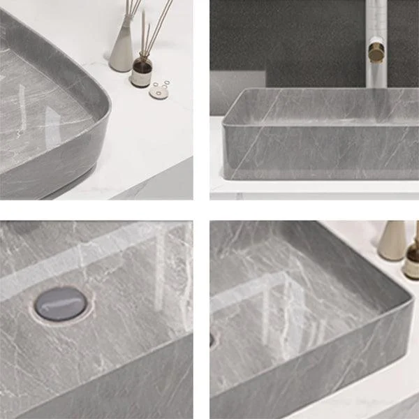 Modern Bathroom Sink Porcelain Rectangular Vessel Sink with Pop-Up Drain -Bathlova