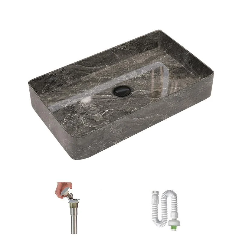 Modern Bathroom Sink Porcelain Rectangular Vessel Sink with Pop-Up Drain -Bathlova