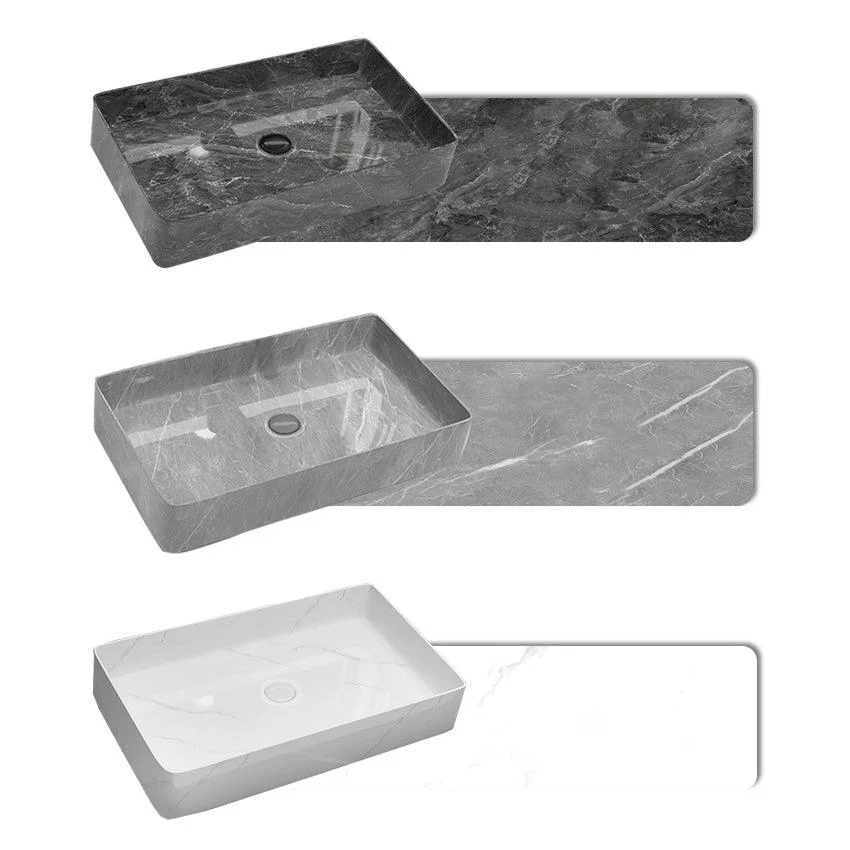 Modern Bathroom Sink Porcelain Rectangular Vessel Sink with Pop-Up Drain -Bathlova