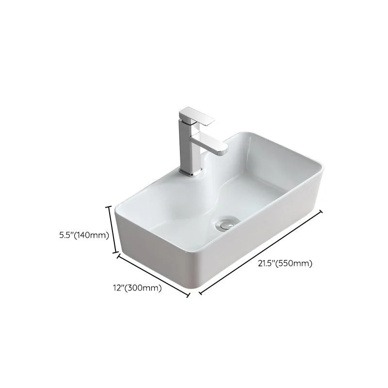 Modern Bathroom Sink Porcelain Rectangular Vessel with Pop-Up Drain -Bathlova