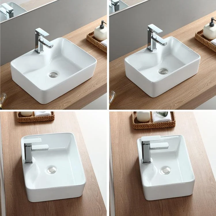 Modern Bathroom Sink Porcelain Rectangular Vessel with Pop-Up Drain -Bathlova