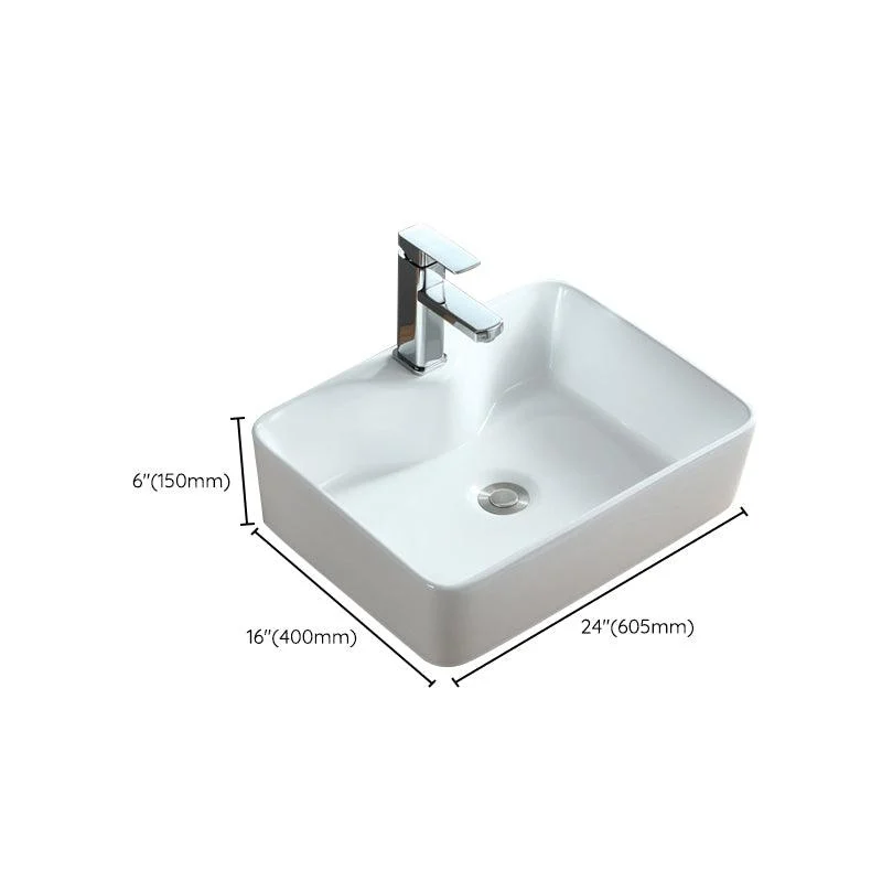 Modern Bathroom Sink Porcelain Rectangular Vessel with Pop-Up Drain -Bathlova