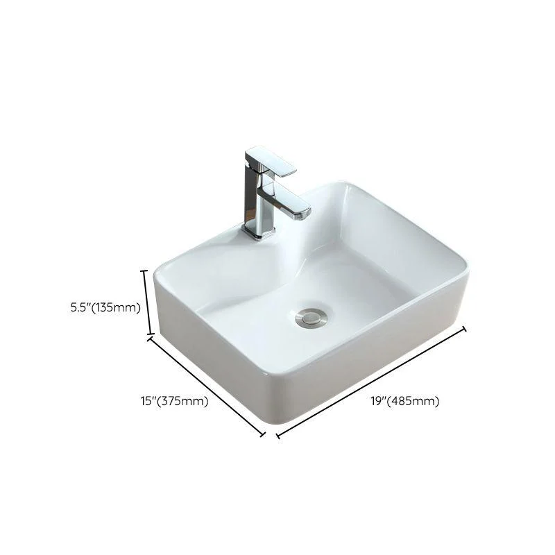 Modern Bathroom Sink Porcelain Rectangular Vessel with Pop-Up Drain -Bathlova