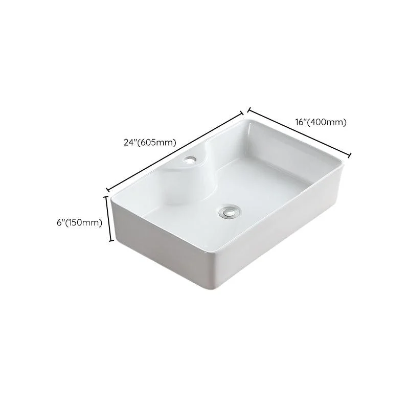 Modern Bathroom Sink Porcelain Rectangular Vessel with Pop-Up Drain -Bathlova