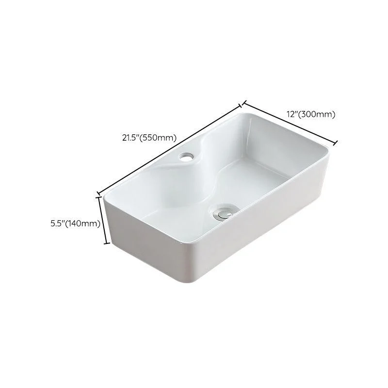 Modern Bathroom Sink Porcelain Rectangular Vessel with Pop-Up Drain -Bathlova