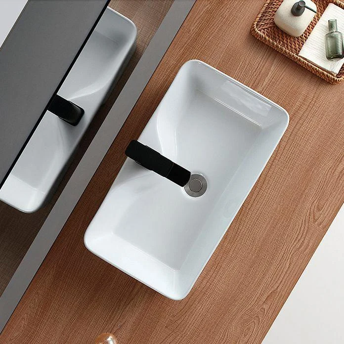 Modern Bathroom Sink Porcelain Rectangular Vessel with Pop-Up Drain -Bathlova