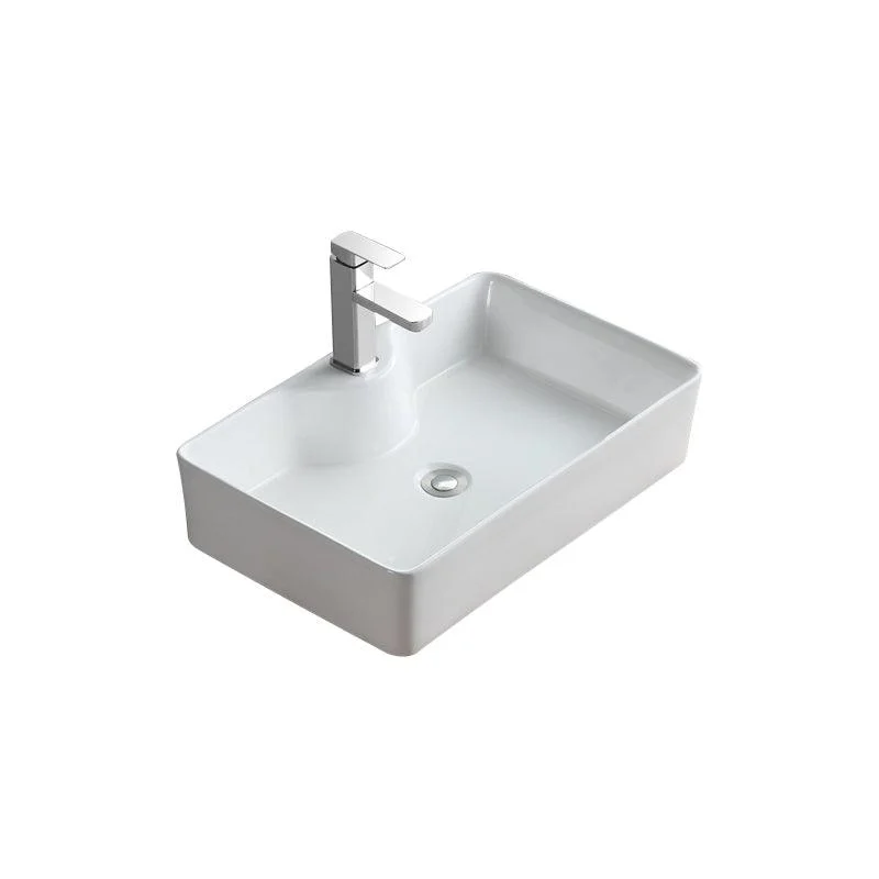 Modern Bathroom Sink Porcelain Rectangular Vessel with Pop-Up Drain -Bathlova