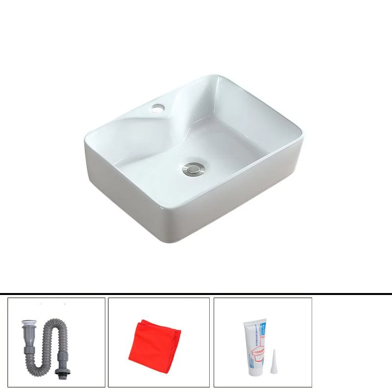 Modern Bathroom Sink Porcelain Rectangular Vessel with Pop-Up Drain -Bathlova