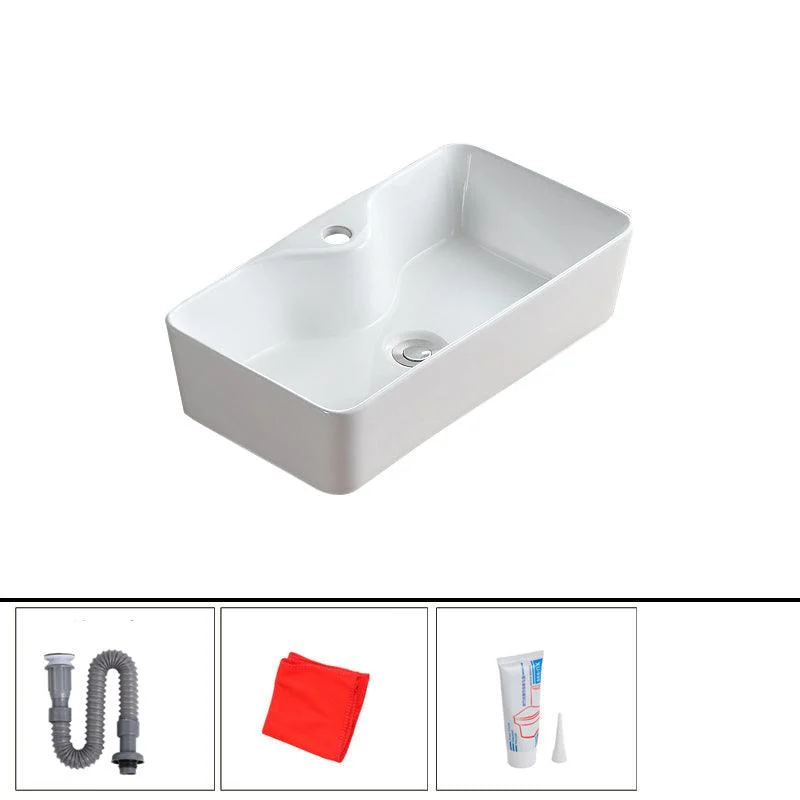 Modern Bathroom Sink Porcelain Rectangular Vessel with Pop-Up Drain -Bathlova