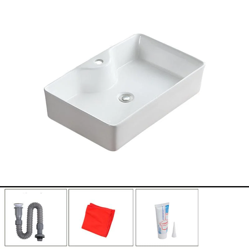 Modern Bathroom Sink Porcelain Rectangular Vessel with Pop-Up Drain -Bathlova