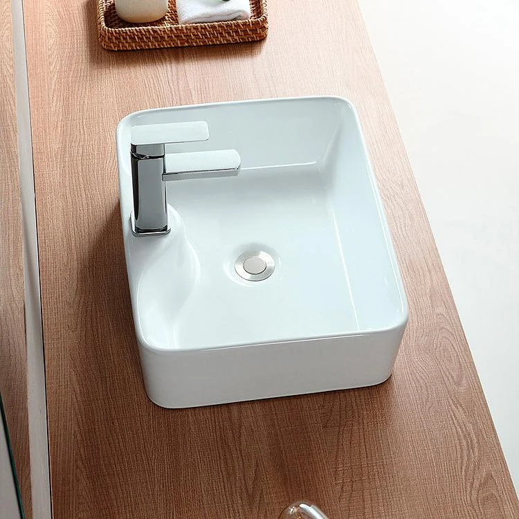 Modern Bathroom Sink Porcelain Rectangular Vessel with Pop-Up Drain -Bathlova