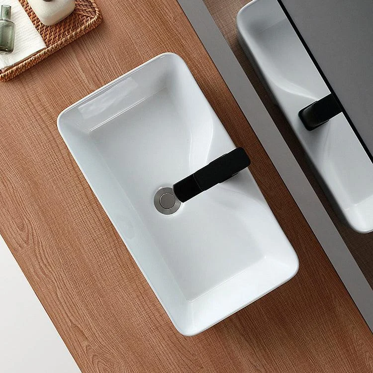 Modern Bathroom Sink Porcelain Rectangular Vessel with Pop-Up Drain -Bathlova