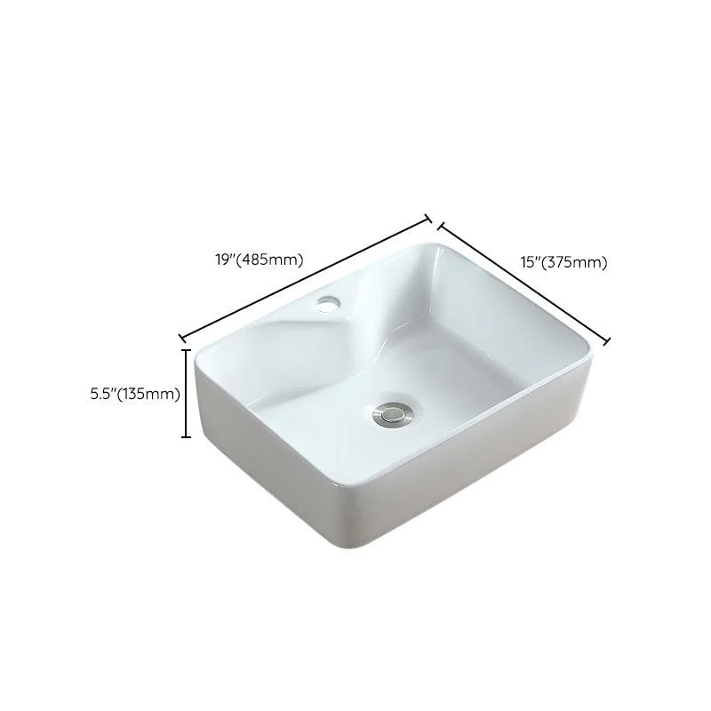 Modern Bathroom Sink Porcelain Rectangular Vessel with Pop-Up Drain -Bathlova