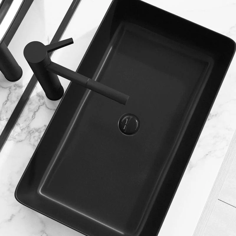 Modern Bathroom Sink Porcelain Rectangular with Drain Assembly and Tap Vessel Sink -Bathlova