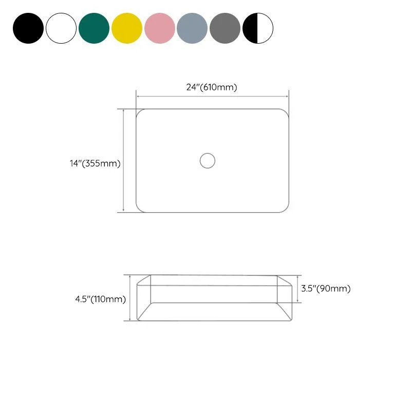 Modern Bathroom Sink Porcelain Rectangular with Drain Assembly and Tap Vessel Sink -Bathlova