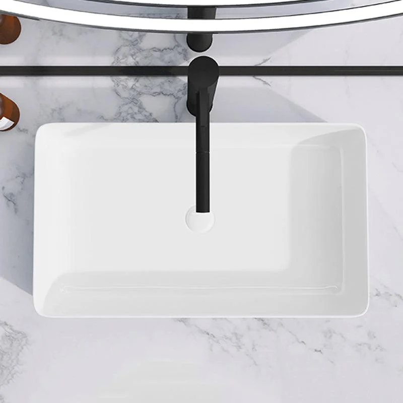 Modern Bathroom Sink Porcelain Rectangular with Drain Assembly and Tap Vessel Sink -Bathlova