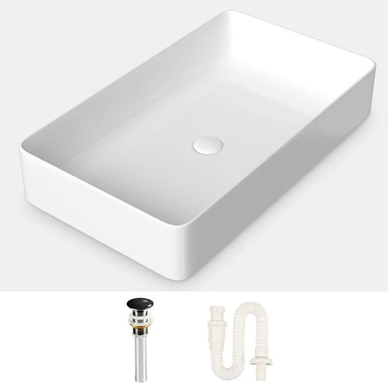 Modern Bathroom Sink Porcelain Rectangular with Drain Assembly and Tap Vessel Sink -Bathlova