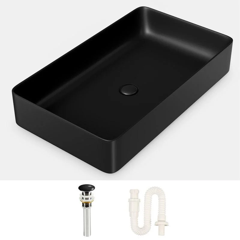 Modern Bathroom Sink Porcelain Rectangular with Drain Assembly and Tap Vessel Sink -Bathlova