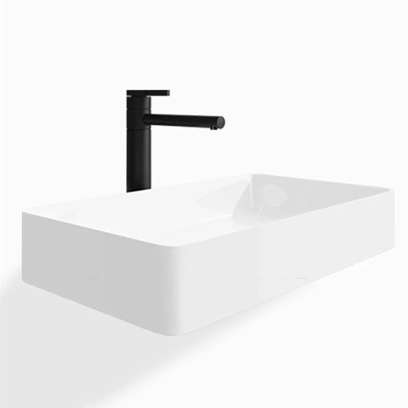 Modern Bathroom Sink Porcelain Rectangular with Drain Assembly and Tap Vessel Sink -Bathlova