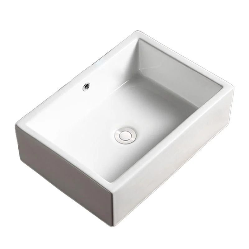 Modern Bathroom Sink Porcelain Rectangular with Drain Assembly Vessel Lavatory Sink -Bathlova