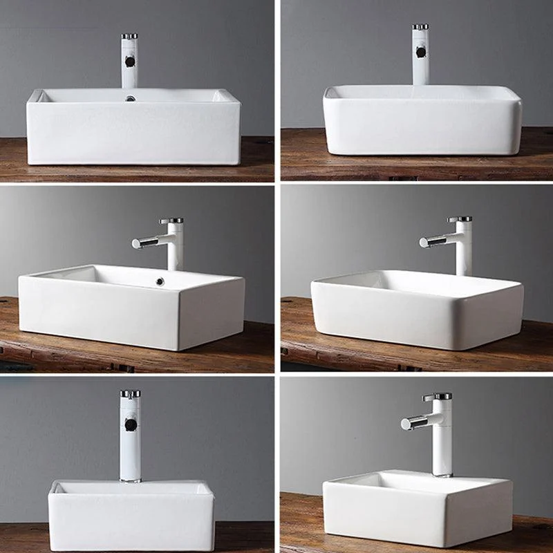 Modern Bathroom Sink Porcelain Rectangular with Drain Assembly Vessel Lavatory Sink -Bathlova