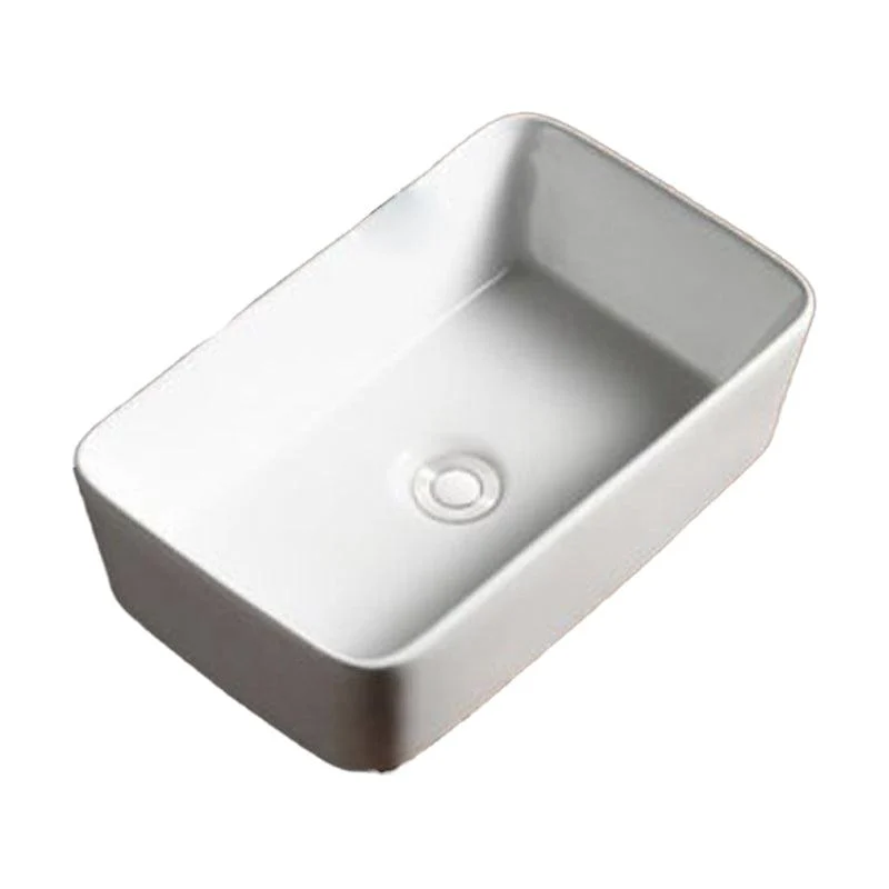 Modern Bathroom Sink Porcelain Rectangular with Drain Assembly Vessel Lavatory Sink -Bathlova