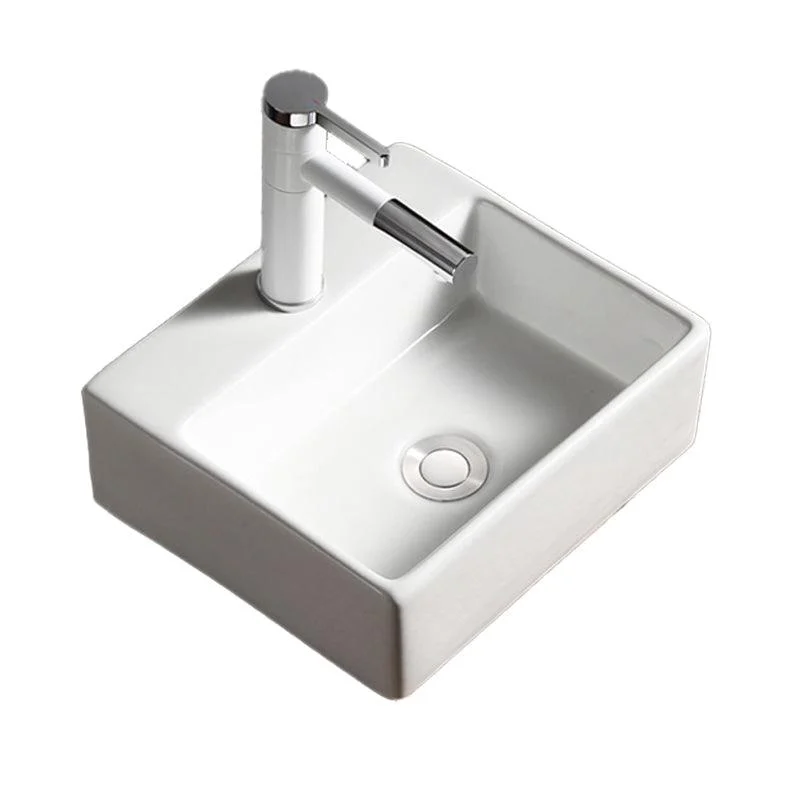 Modern Bathroom Sink Porcelain Rectangular with Drain Assembly Vessel Lavatory Sink -Bathlova