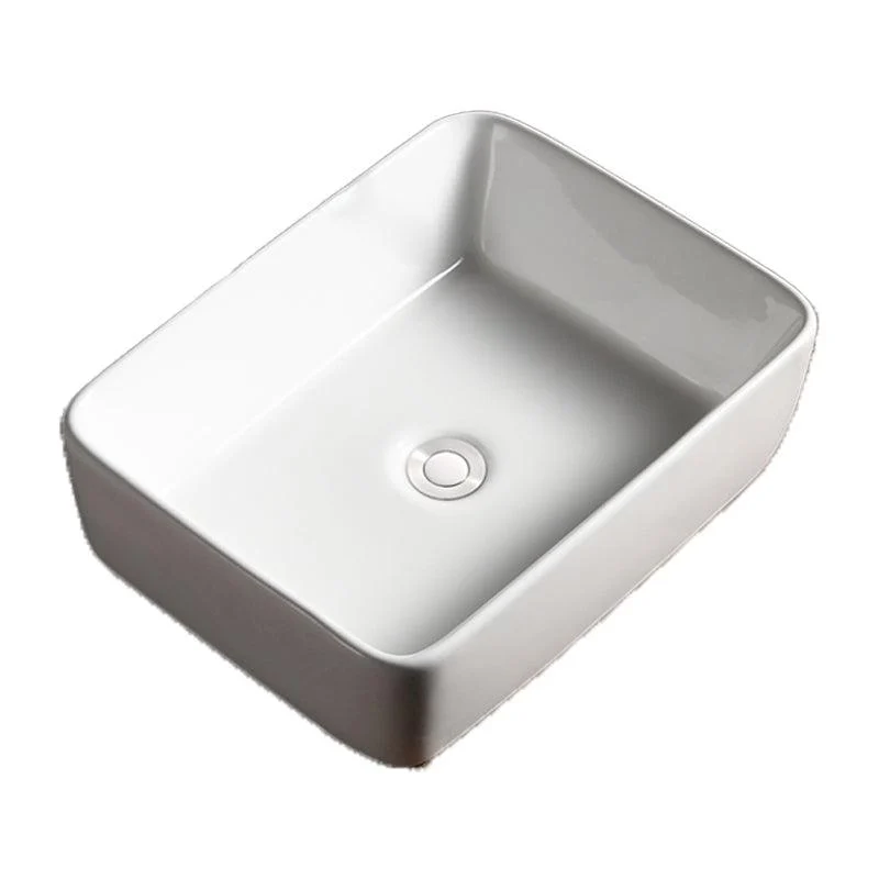 Modern Bathroom Sink Porcelain Rectangular with Drain Assembly Vessel Lavatory Sink -Bathlova