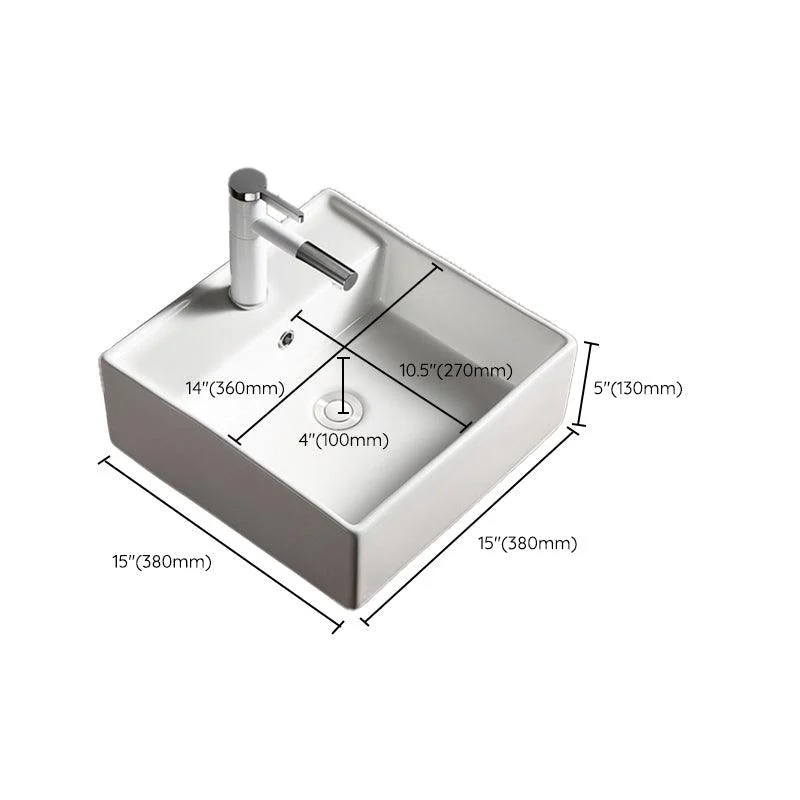 Modern Bathroom Sink Porcelain Rectangular with Drain Assembly Vessel Lavatory Sink -Bathlova