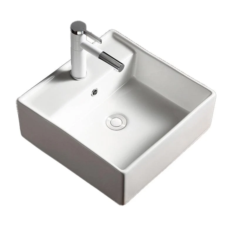 Modern Bathroom Sink Porcelain Rectangular with Drain Assembly Vessel Lavatory Sink -Bathlova