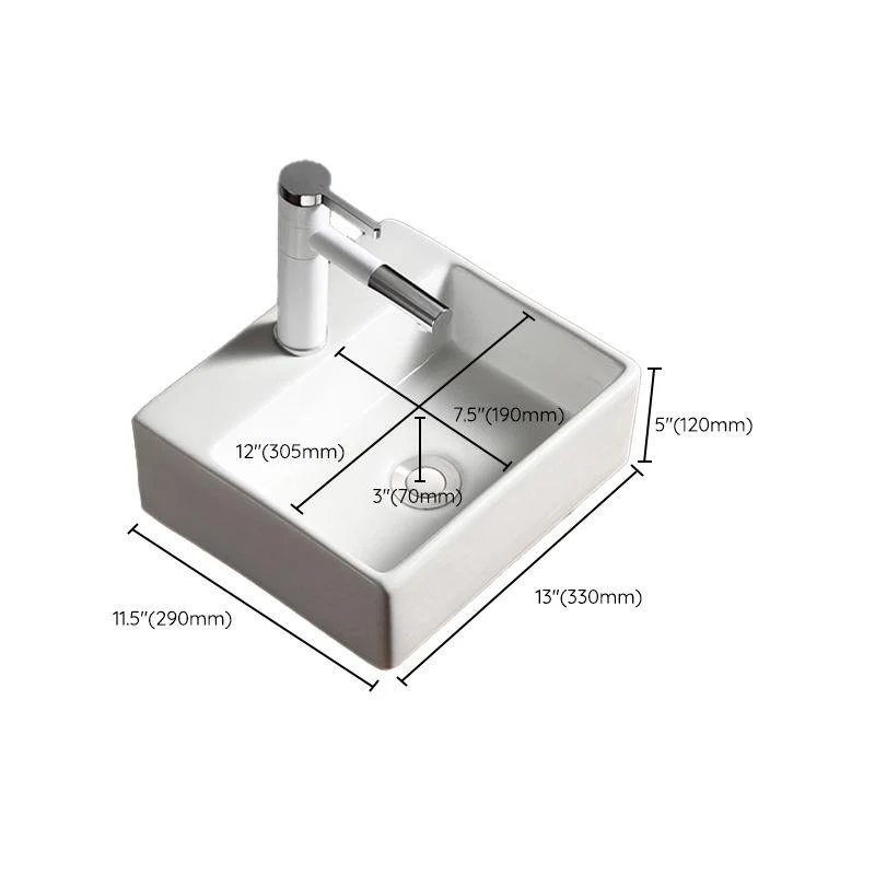 Modern Bathroom Sink Porcelain Rectangular with Drain Assembly Vessel Lavatory Sink -Bathlova